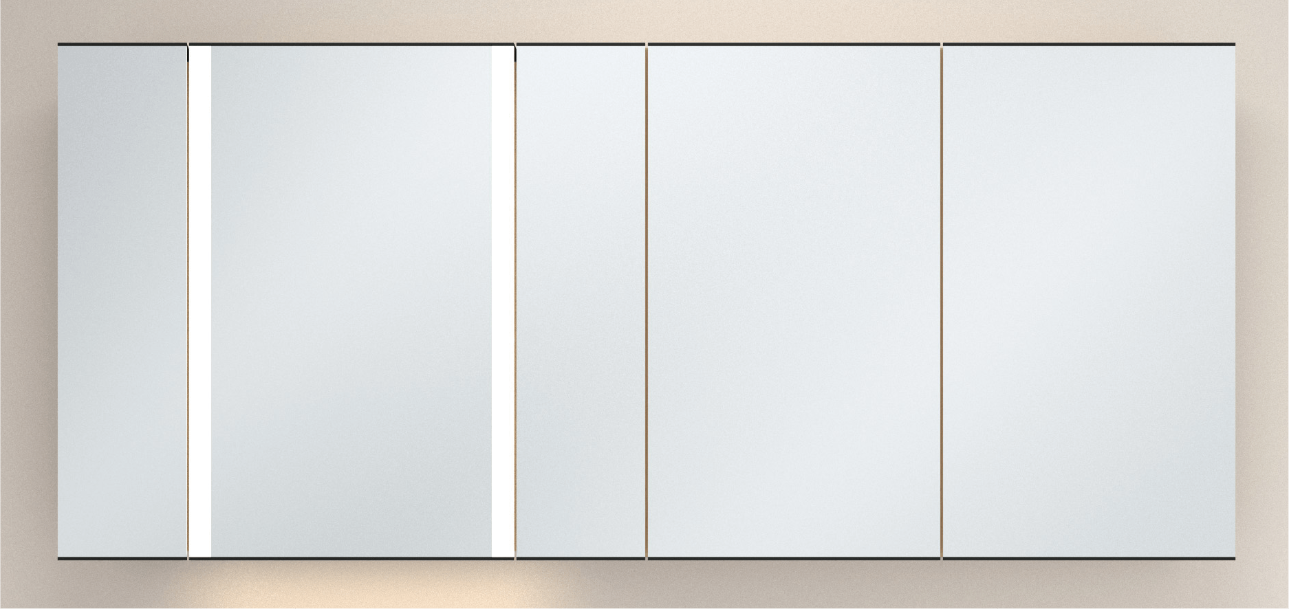 ツイン照明 W1800ツイン照明付き５面鏡